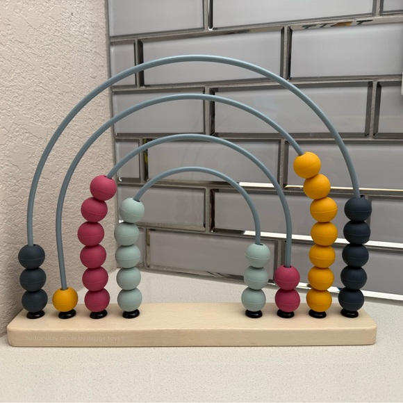 Bigjigs Toys Rainbow Abacus Educational Wooden Base Food-Grade Silicone Beads - Picture 3 of 14